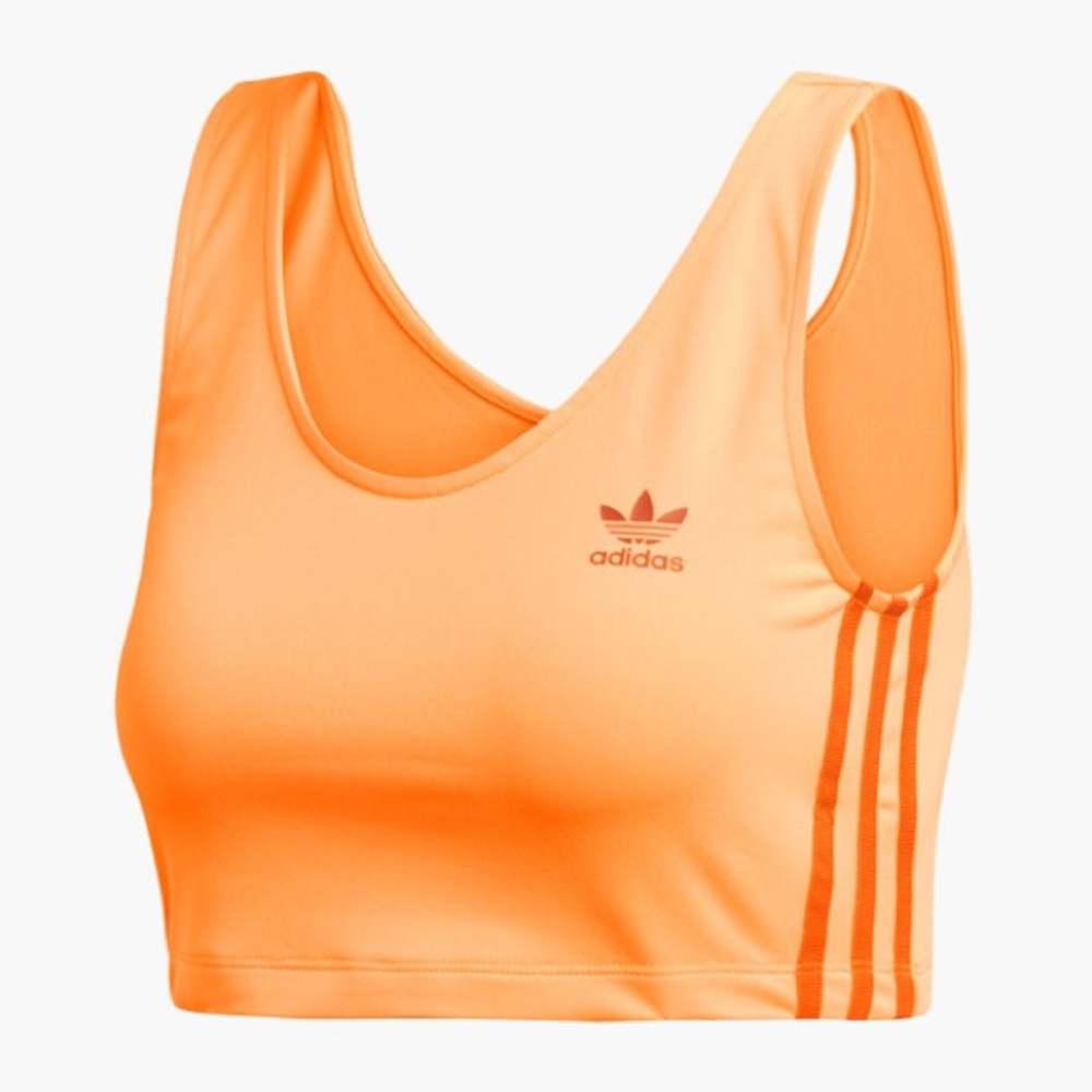 Adidas Originals 3 Stripe Cropped Tank Top Bright Orange US XS